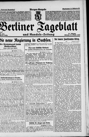 Berliner Tageblatt und Handels-Zeitung vom 31.10.1923