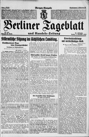 Berliner Tageblatt und Handels-Zeitung vom 02.11.1923