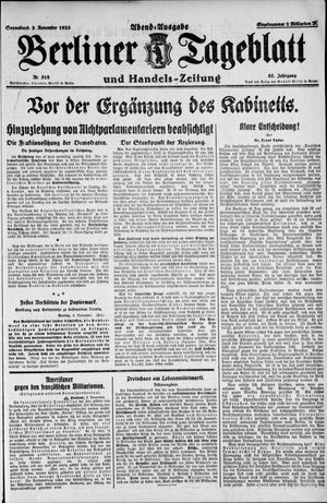 Berliner Tageblatt und Handels-Zeitung vom 03.11.1923