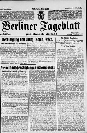 Berliner Tageblatt und Handels-Zeitung vom 04.11.1923
