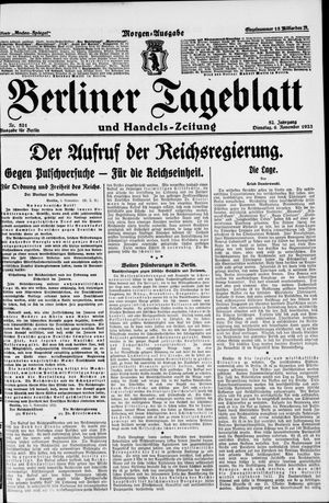 Berliner Tageblatt und Handels-Zeitung vom 06.11.1923