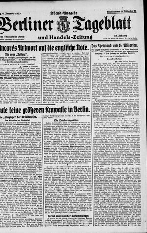 Berliner Tageblatt und Handels-Zeitung on Nov 6, 1923