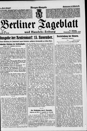 Berliner Tageblatt und Handels-Zeitung vom 08.11.1923