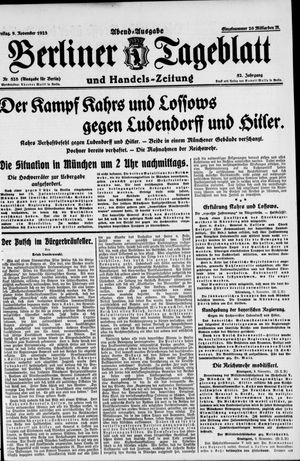 Berliner Tageblatt und Handels-Zeitung vom 09.11.1923