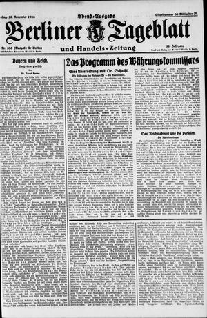 Berliner Tageblatt und Handels-Zeitung vom 16.11.1923