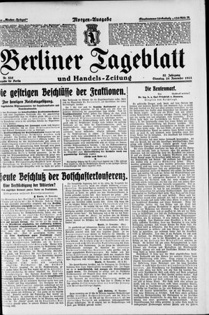Berliner Tageblatt und Handels-Zeitung vom 20.11.1923