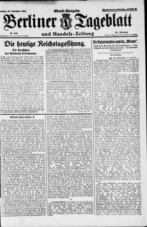 Berliner Tageblatt und Handels-Zeitung vom 20.11.1923