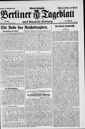 Berliner Tageblatt und Handels-Zeitung vom 22.11.1923
