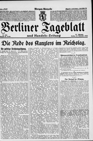 Berliner Tageblatt und Handels-Zeitung vom 23.11.1923