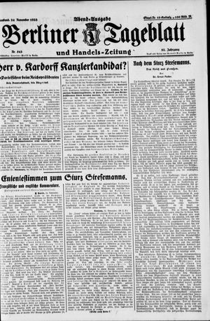 Berliner Tageblatt und Handels-Zeitung vom 24.11.1923
