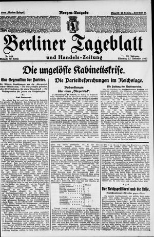 Berliner Tageblatt und Handels-Zeitung vom 27.11.1923