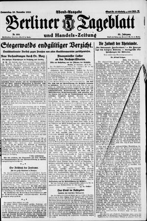 Berliner Tageblatt und Handels-Zeitung vom 29.11.1923
