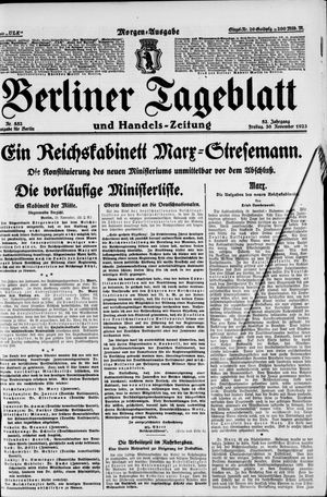 Berliner Tageblatt und Handels-Zeitung vom 30.11.1923
