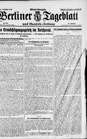 Berliner Tageblatt und Handels-Zeitung vom 04.12.1923