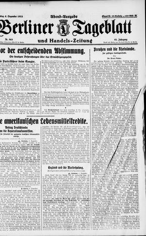 Berliner Tageblatt und Handels-Zeitung vom 06.12.1923