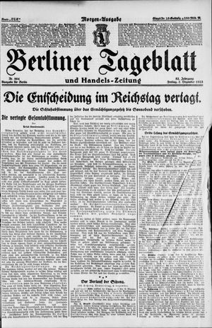 Berliner Tageblatt und Handels-Zeitung vom 07.12.1923