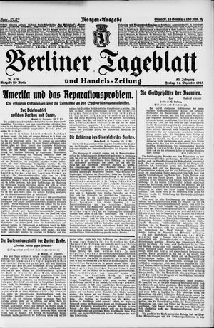 Berliner Tageblatt und Handels-Zeitung vom 14.12.1923