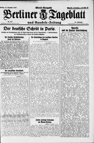 Berliner Tageblatt und Handels-Zeitung vom 14.12.1923