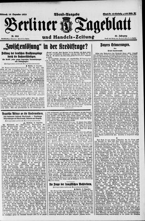 Berliner Tageblatt und Handels-Zeitung vom 19.12.1923