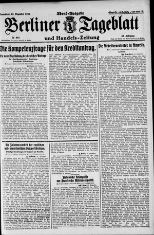 Berliner Tageblatt und Handels-Zeitung vom 22.12.1923