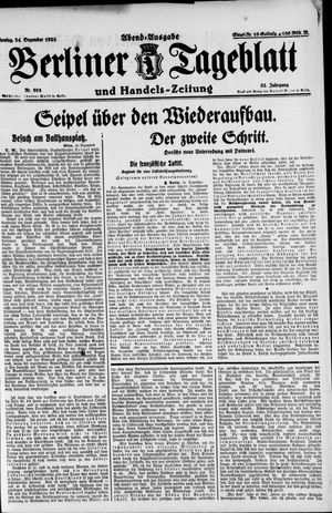 Berliner Tageblatt und Handels-Zeitung vom 24.12.1923