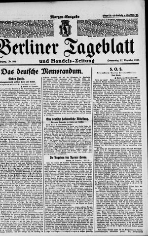 Berliner Tageblatt und Handels-Zeitung vom 27.12.1923