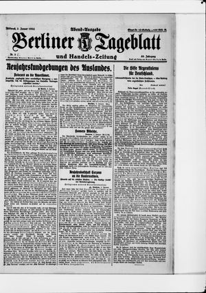 Berliner Tageblatt und Handels-Zeitung on Jan 2, 1924