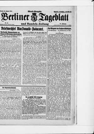 Berliner Tageblatt und Handels-Zeitung on Jan 30, 1924