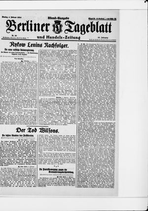 Berliner Tageblatt und Handels-Zeitung vom 04.02.1924
