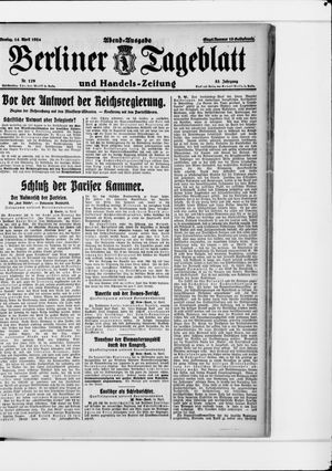 Berliner Tageblatt und Handels-Zeitung on Apr 14, 1924