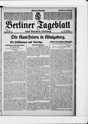 Berliner Tageblatt und Handels-Zeitung vom 22.04.1924