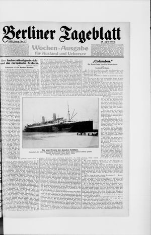 Berliner Tageblatt und Handels-Zeitung vom 24.04.1924