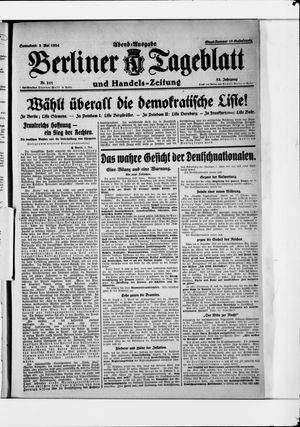 Berliner Tageblatt und Handels-Zeitung vom 03.05.1924
