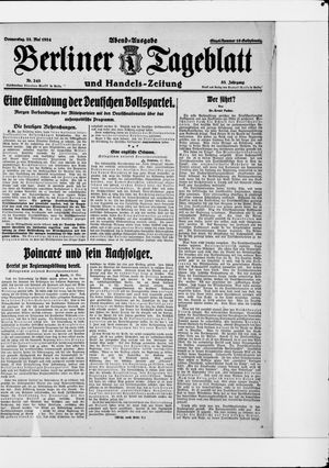Berliner Tageblatt und Handels-Zeitung vom 22.05.1924