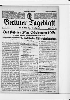 Berliner Tageblatt und Handels-Zeitung vom 04.06.1924
