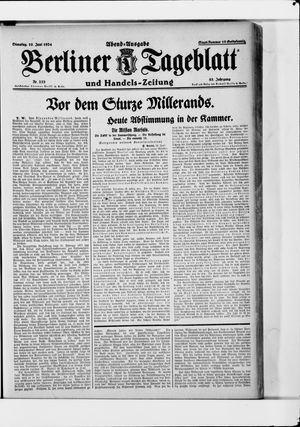 Berliner Tageblatt und Handels-Zeitung vom 10.06.1924