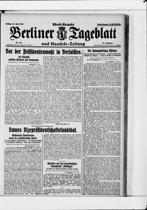 Berliner Tageblatt und Handels-Zeitung vom 13.06.1924