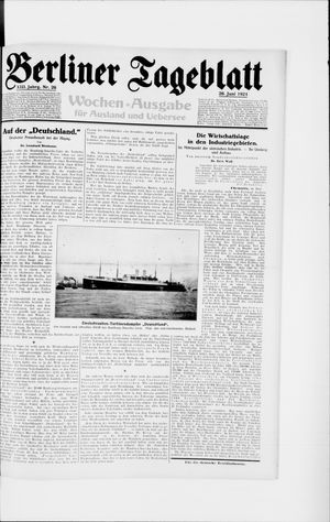 Berliner Tageblatt und Handels-Zeitung vom 26.06.1924