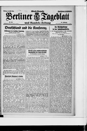 Berliner Tageblatt und Handels-Zeitung vom 14.07.1924