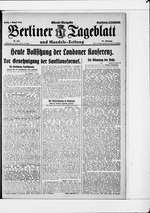 Berliner Tageblatt und Handels-Zeitung on Aug 1, 1924