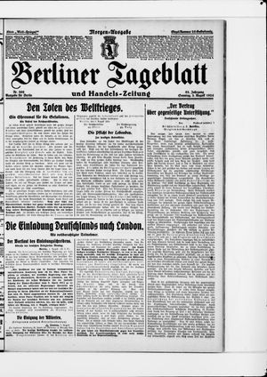 Berliner Tageblatt und Handels-Zeitung on Aug 3, 1924