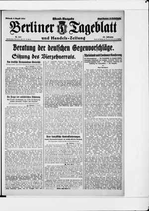 Berliner Tageblatt und Handels-Zeitung vom 06.08.1924