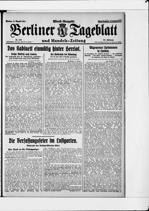Berliner Tageblatt und Handels-Zeitung on Aug 11, 1924
