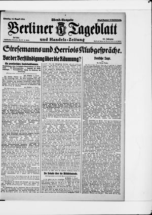 Berliner Tageblatt und Handels-Zeitung vom 12.08.1924