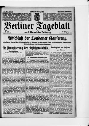 Berliner Tageblatt und Handels-Zeitung vom 17.08.1924