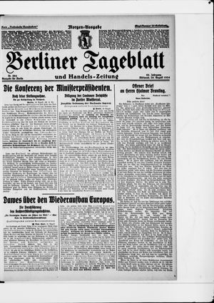 Berliner Tageblatt und Handels-Zeitung vom 20.08.1924