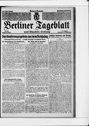 Berliner Tageblatt und Handels-Zeitung vom 21.08.1924