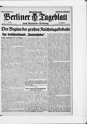 Berliner Tageblatt und Handels-Zeitung vom 25.08.1924