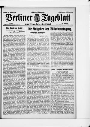 Berliner Tageblatt und Handels-Zeitung on Aug 26, 1924