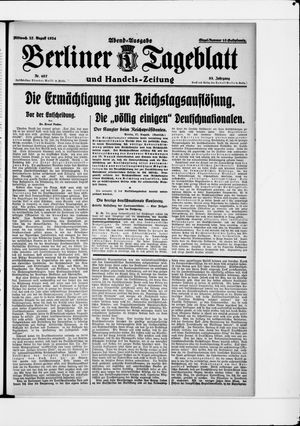 Berliner Tageblatt und Handels-Zeitung vom 27.08.1924